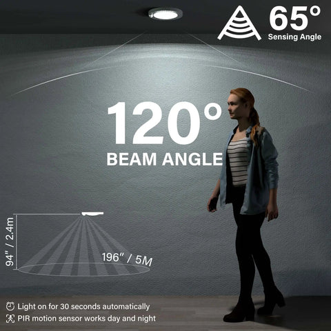 6 Inch 120 Volt LED Closet Light With PIR Motion Sensor Ceiling Disc Light 15W 1100 Lumens CRI Over 80 Daylight White 5000K