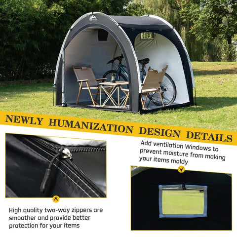 Outdoor Bike Storage Shed Tent With 210D Oxford Fabric PU4000 Waterproof Coating Portable Shelter For 2 To 8 Bikes Motorcycle Gear