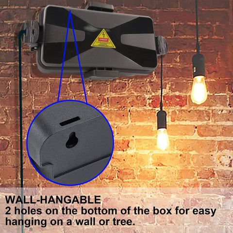 Wall-mounted Weatherproof Outdoor Electrical Box IP54 Black Cover for Extension Cords and String Lights with hangable feature