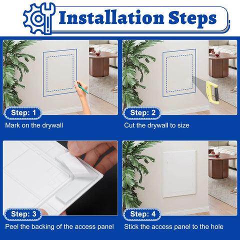 Dead Simple Self Adhesive Access Panel For Drywall 6 By 8 Inch Heavy Duty Plumbing Door installation steps on drywall.
