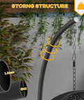 Detail of the sturdy black C frame of Hanging Hammock Chair Stand With Round Base For Hammock Chair And Egg Chair Porch Swing.