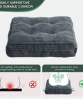 Tufted Corduroy Recliner Seat Cushion For Seniors And Adults High Density Foam 20x20x4 Inches Get Up Easier Cushion image