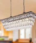 Vintage Bronze Crystal Chandelier, modern light fixture with adjustable chain, perfect for dining room, creating sparkling ambiance
