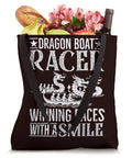 Dragon Boat Racer Tote Bag For Paddlers Who Crush Races With A Smile, filled with groceries, durable black canvas bag