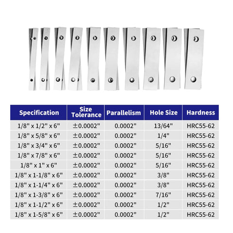 Steel Parallel Set.0002 Inch Hardened, 10 Pairs Ranging From 1/2 To 1-5/8 Inch, Machinist Precision Ground For Tight, Repeatable Alignments And Rock Solid Setup For Milling And Lathe Work