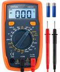 Orange Digital Multimeter With Capacitance Measurement And 2000 Counts For DC AC Voltage, Current, Resistance, Continuity And Diode Testing, Range 200nF To 2000μF, Handy Ohm Meter For Home And DIY Electronics, with probes