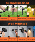 Ground and wall mount steps for Low Voltage LED Landscape Lights 12V 24V Waterproof IP66 Outdoor Spotlights 8 Pack 2700K Warm White