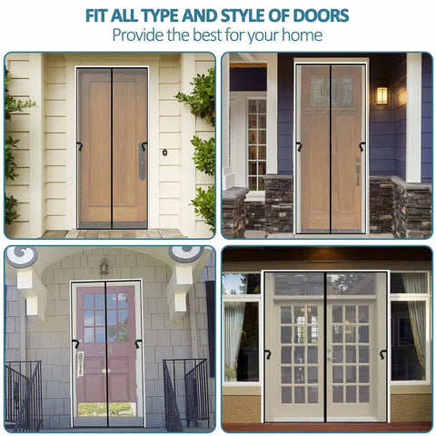 Magnetic Screen Door 70x95 Inches Fits French Entry Interior and Patio Doors Snap On Mesh Curtain With Heavy Duty Magnets