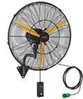 24 Inch Oscillating Misting Wall Mount Fan With Extended Wired Remote And Nine Point Eight Foot Power Cord For Greenhouse Garage Workshop And Covered Patio Cooling Solution