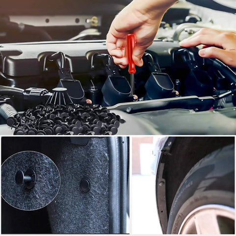 Using Nylon Bumper Rivet Clips Set, 100 Pieces For 8mm Holes, Replaces GM 21030249, Ford N807389S, Chrysler 6503598 on vehicle parts