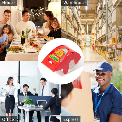 Clear Noiseless Packing Tape With Ergonomic Dispenser for versatile usage in home, warehouse, office, and express delivery.