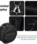 Detailed view of Road Ready Snare Drum Case And Gig Bag with padded straps, reinforced buckles, and durable alloy zippers.