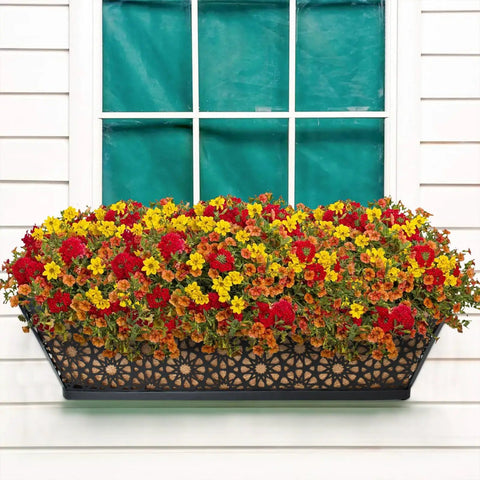 Heavy Duty 24 Inch Metal Planter Boxes For Windowsill And Balcony Railings With Coco Coir Liners 2 Pack Rustproof Powder Coated Finish
