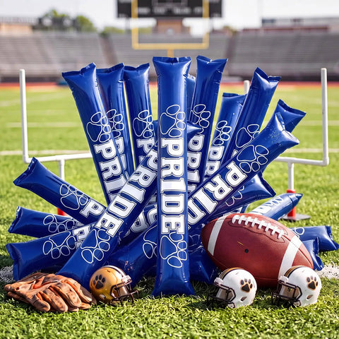 48 Pcs Thunder Sticks With Paw Print Design Inflatable Noise Makers For Parties, Sports Events, Dance Floors, And Team Spirit Cheering Accessories, Blue, Big Crowd Booster For Basketball And More on football field