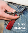 Top Shelf Crazy Horse Leather EDC Keychain Strap With Aerospace Titanium Key Ring For Car Keys, showcasing quick release in use.