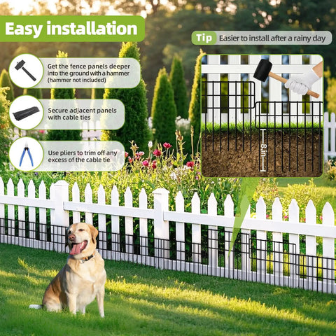 Easy installation guide for Critter Proof No Dig Fence Barrier For Garden, 30 Panels, 42.5 Feet Long By 13 Inches High, Rustproof Metal Border For Outdoor Use