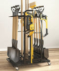 Garden Tool Organizer With Lockable Wheels, Heavy Duty 3 Tier Yard Tower Rack For Garage, Holds Up To 35 Long Handled Tools