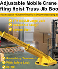 Heavy Duty Forklift Jib Boom Telescopic Crane Attachment With Heavy Gauge Hook 11000 LB Capacity lifting boxes on a forklift.