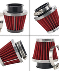 Universal 42mm Air Filter For Pod And 150cc To 250cc Motorcycles Scooters ATVs Dirt Bikes with red pleated filtration and clamp