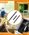 Sliding Door Security Bar Adjustable From 17 To 51 Inches Heavy Duty Interior Bar For Patio Doors And Windows, shown with uses in windows, patio doors, personal protection, and travel.
