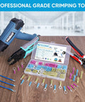TICONN 120pc heat-shrink wire connectors kit with color-coded terminals in clear storage case