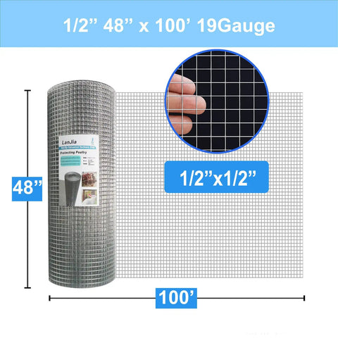 Get Your Hands On This Tough Half Inch Galvanized Hardware Cloth Roll That's 48 Inches Wide By 100 Feet Long Crafted From 19 Gauge Black Annealed Steel Wire Mesh Galvanized After Welding For Top Notch Rust And Corrosion Resistance Perfect For Chicken. 48 in x 100 ft galvanized hardware cloth roll, 1/2 in mesh, 19 gauge steel