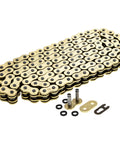 KTM Drive Sprocket And Chain Combo 14T Front Sprocket 52T Rear 520V X Ring Chain 118 Links gold chain close-up