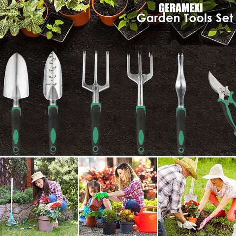 11-Piece Garden Tools Set For Women And Men With Heavy Duty Aluminum Hand Tools Apron And Storage Tote Bag All In One Planting Kit