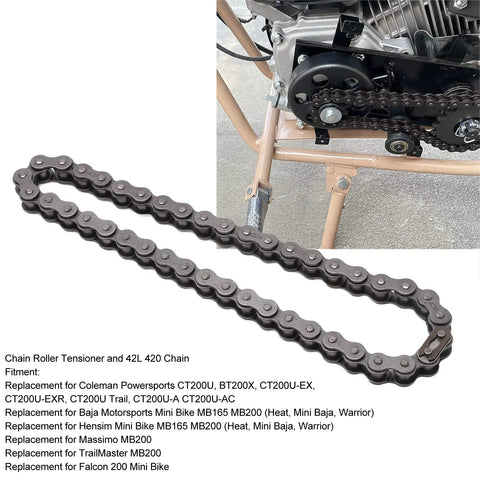 Heavy Duty Steel Alloy Chain Roller Tensioner Kit For 420 Mini Bike, Durable Drive System With Spring And Link For 212cc 196cc Engine Upfits And Baja Rides, 420 chain with mini bike fitment