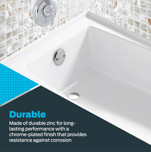 2-Hole Bathtub Overflow Face Plate With Screws, Chrome Finish, Universal Fit For One And A Half Inch Waste Elbows installed
