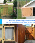 No Sag Heavy Duty Fence Gate Kit For Wooden Gates And Sheds Adjustable 2x4s Steel Corner Braces And Hinges in use on various gates