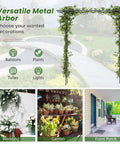 81 Inch Garden Arch Metal Arbor for Climbing Plants in outdoor setting with wedding, garden, and porch decoration options.