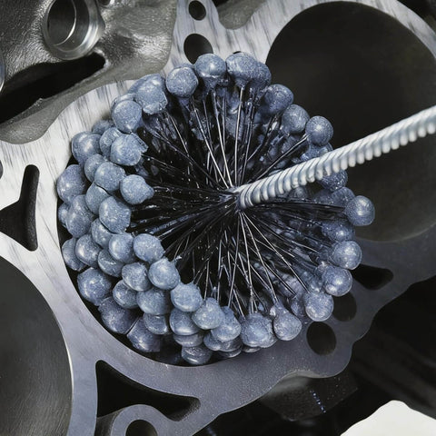 Engine Cylinder Hone Tool 4 1/8 Inch With 240 Grit Ball Brush in use, flexible self-centering design in engine cylinder