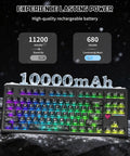 Top Shelf Wireless Mechanical Keyboard With Blazing 8k Polling Speed And A Rock Solid 10000Mah Cell Mounted On A Clever Dot Matrix Panel showcasing backlit keys and battery life indicators.