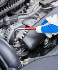 Mechanic using Two Way Speed L Handle Tool Kit with Long Reach, Heavy Duty 11 Piece Set Featuring Quick Change Collar on car engine
