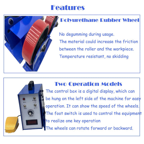 Heavy Duty Rotary Welding Positioner Tank Turner With 2200 Lb Load Capacity showing polyurethane rubber wheels and control box features.