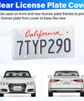 Two Pack Clear License Plate Covers For Car Unbreakable Protection with UV Shield Front and Back View with California Plate