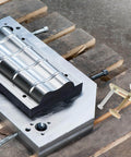 Close-up of Engraving Machine Clamps For Woodworking Heavy Duty Hold Down Clamps Two Sets 80mm Aluminum Bow Plate Router Workholding Fixtures For CNC Router Table Pro Grade Kit on a wood surface.