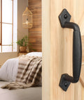 Rustic 8 Inch Heavy Duty Barn Door Pull Handle For DIY Sliding Barn Door Gate Shed Garage Matte Black Round Solid Metal Construction