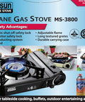 9560 BTU Portable Gas Camp Stove MS3800 with Piezo Ignition and Carrying Case CSA Certified
