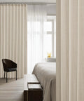 Linen Door Curtain 80 Inch Length For Doorways And Rooms Privacy On Point And Light Filtering Perfect Room Divider In Taupe Installed
