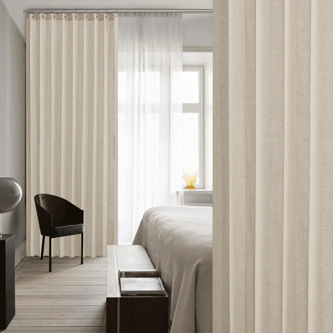 Linen Door Curtain 80 Inch Length For Doorways And Rooms Privacy On Point And Light Filtering Perfect Room Divider In Taupe Installed