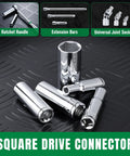 Set of 3/8 Inch Drive Deep Socket Set, SAE 13-Piece 1/4 to 1 Inch with SuperKrome Finish on textured surface.