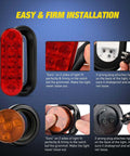 Installation details of Two Pack Beefy Steel Trailer Light Boxes Housing Kit with 6 Inch Oval Red Tail Lights and 2 Inch Round Amber Side Markers.