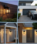 Kickass Solar Wall Lanterns With Hella Bright Motion Sensor And Three Flexible Lighting Modes For Outdoor Patio on a modern house.