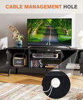 Mid Century Modern TV Stand For 55 To 60 Inch TVs With Storage, Entertainment Center And Media Console Table, Wooden Black Finish