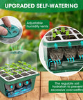Self Watering Seed Starter Tray With 8 LED Grow Light Reusable 60 Cell Germination Kit With Humidity Dome Silicone Seedling Trays