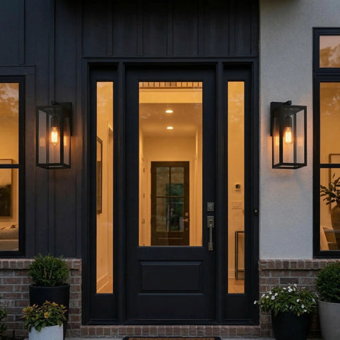 One Light Outdoor Indoor Wall Sconce Dope Matte Black Finish With Clear Glass Shade Weather Resistant Modern Exterior Lighting