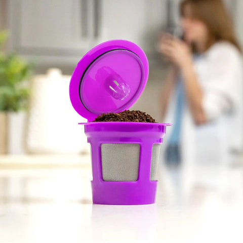 Two Item Bundle With Reusable K Cup Coffee Filters Four Pack And EZ Scoop 2 Tbsp Scoop With Integrated Funnel Refillable Pod