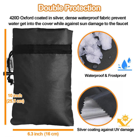 Rugged Heavy Duty Outdoor Faucet Covers Designed To Fend Off Bitter Winter Freezes While Keeping Your Exterior Piping Safe With Top Grade Insulation Hose Bib Sleeves Wall Tap Protectors Waterproof Two Pack Black, insulated black faucet cover, 10 inch